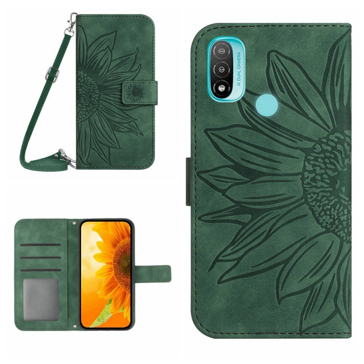 For Motorola Moto E20/E30/E40 Skin Feel Sun Flower Pattern Flip Leather Phone Case with Lanyard