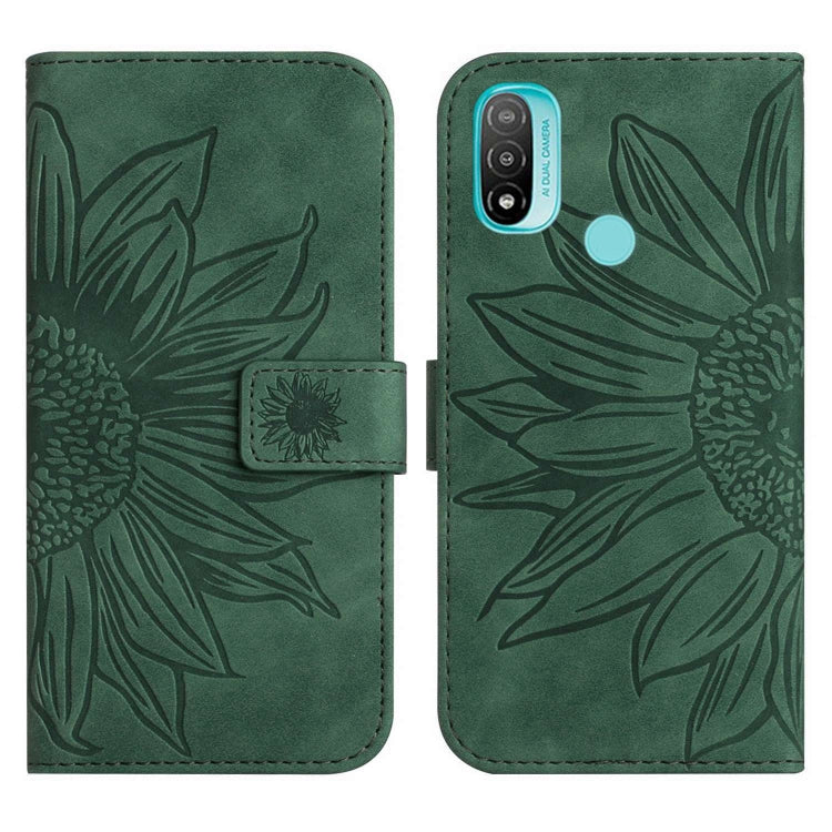 For Motorola Moto E20/E30/E40 Skin Feel Sun Flower Pattern Flip Leather Phone Case with Lanyard