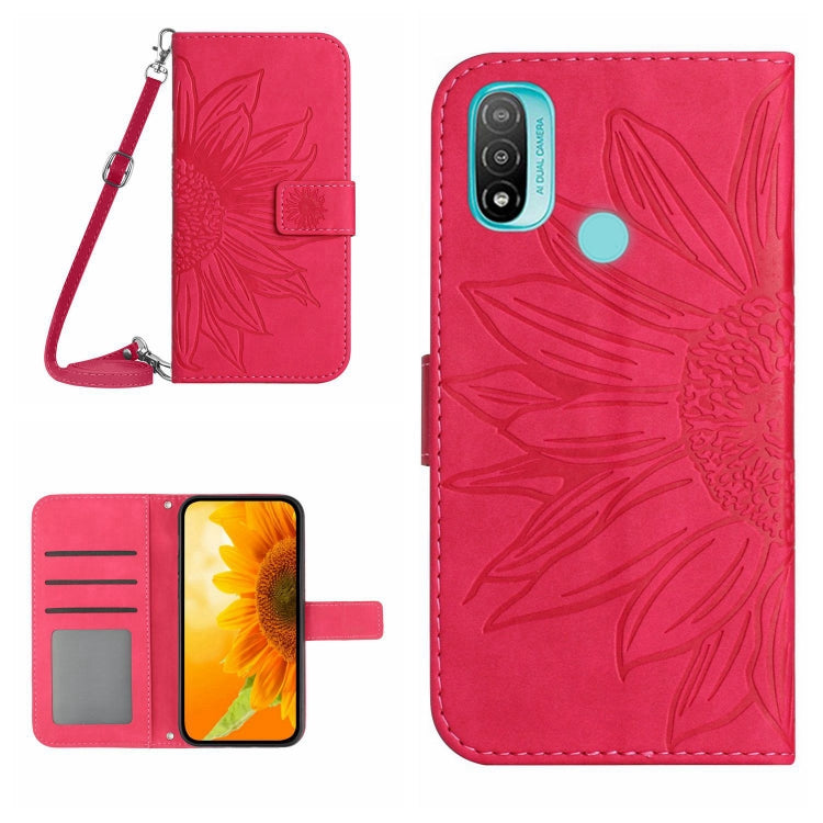 For Motorola Moto E20/E30/E40 Skin Feel Sun Flower Pattern Flip Leather Phone Case with Lanyard