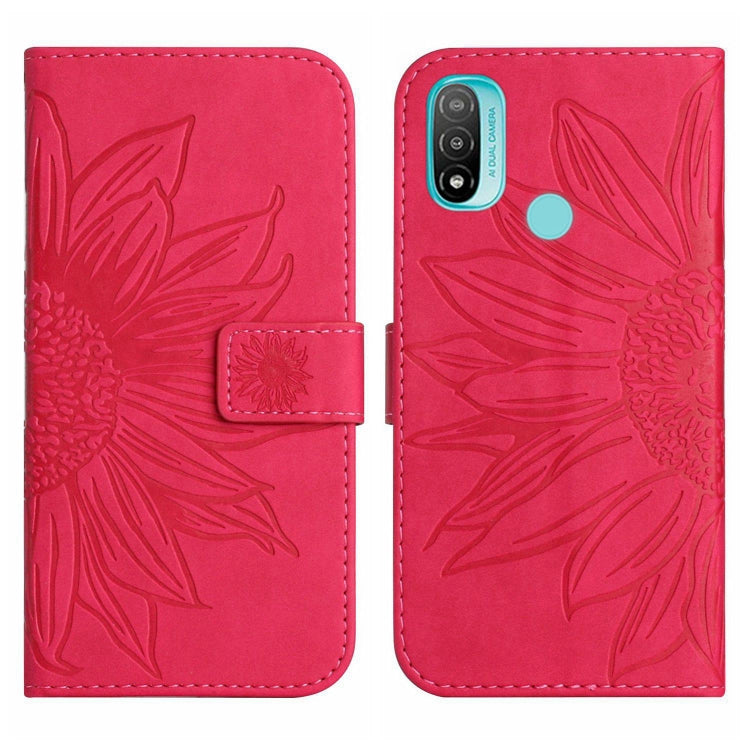 For Motorola Moto E20/E30/E40 Skin Feel Sun Flower Pattern Flip Leather Phone Case with Lanyard