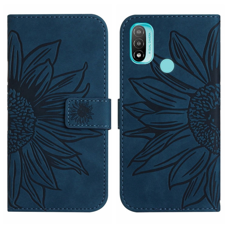 For Motorola Moto E20/E30/E40 Skin Feel Sun Flower Pattern Flip Leather Phone Case with Lanyard