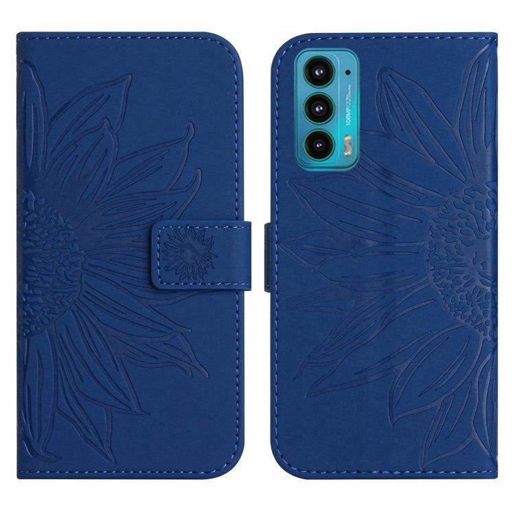 For Motorola Moto Edge 20 Skin Feel Sun Flower Pattern Flip Leather Phone Case with Lanyard