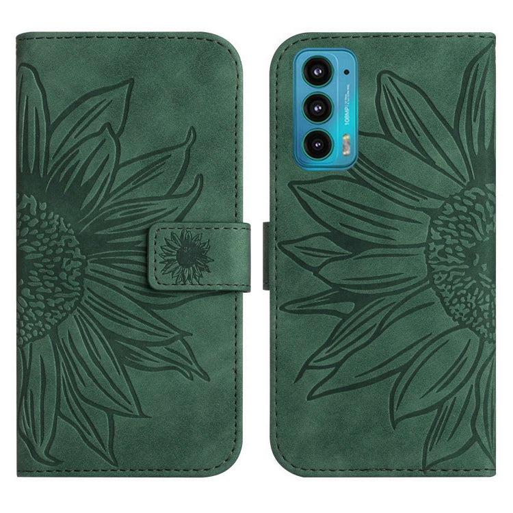 For Motorola Moto Edge 20 Skin Feel Sun Flower Pattern Flip Leather Phone Case with Lanyard