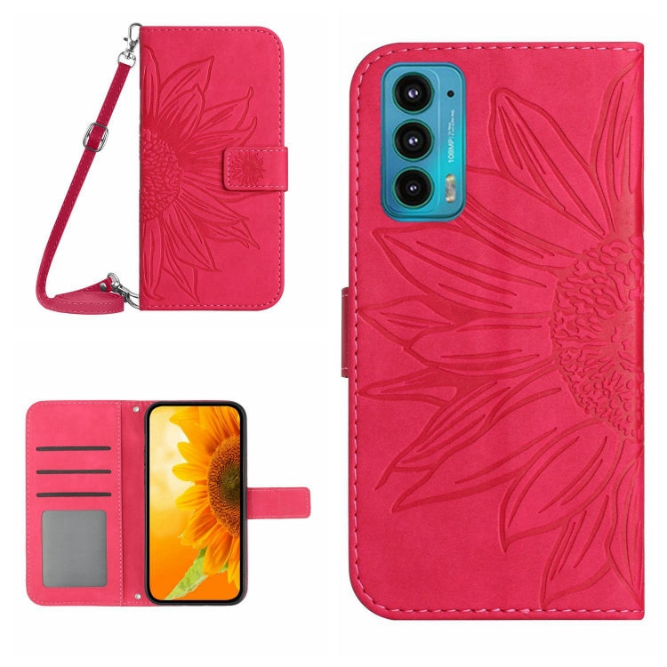 For Motorola Moto Edge 20 Skin Feel Sun Flower Pattern Flip Leather Phone Case with Lanyard