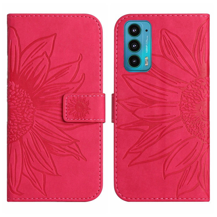 For Motorola Moto Edge 20 Skin Feel Sun Flower Pattern Flip Leather Phone Case with Lanyard