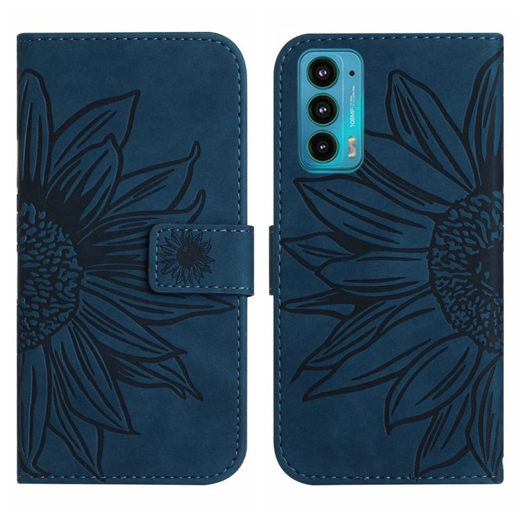 For Motorola Moto Edge 20 Skin Feel Sun Flower Pattern Flip Leather Phone Case with Lanyard