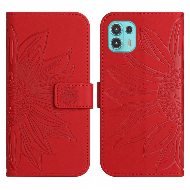 For Motorola Moto Edge 20 Lite Skin Feel Sun Flower Pattern Flip Leather Phone Case with Lanyard