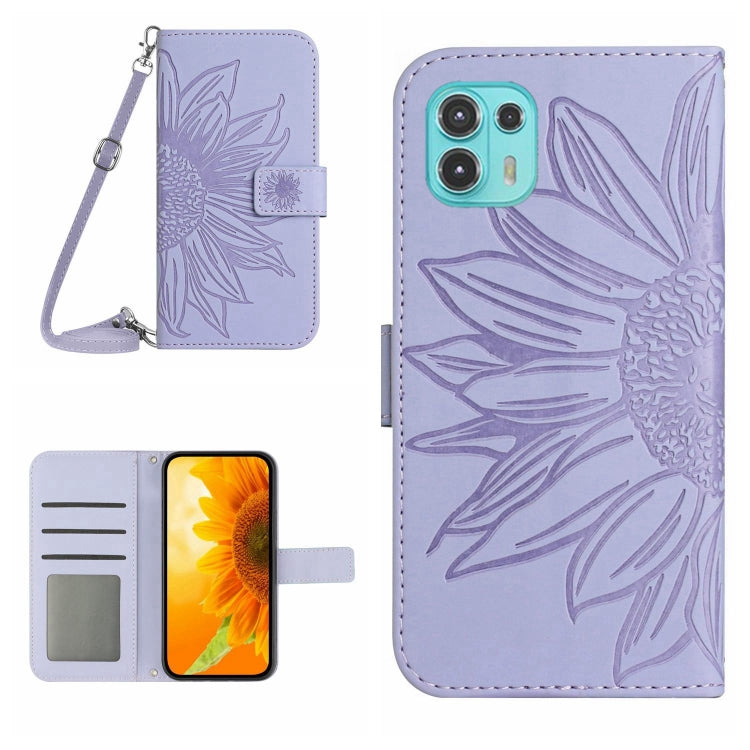 For Motorola Moto Edge 20 Lite Skin Feel Sun Flower Pattern Flip Leather Phone Case with Lanyard