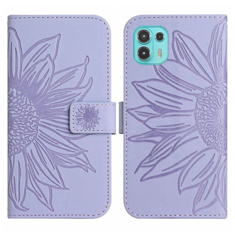 For Motorola Moto Edge 20 Lite Skin Feel Sun Flower Pattern Flip Leather Phone Case with Lanyard