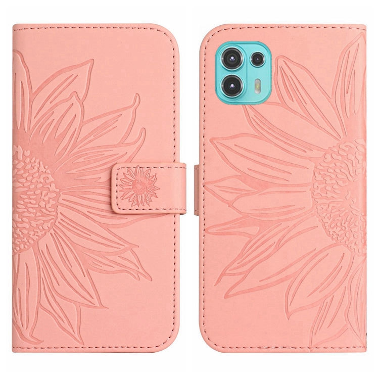For Motorola Moto Edge 20 Lite Skin Feel Sun Flower Pattern Flip Leather Phone Case with Lanyard