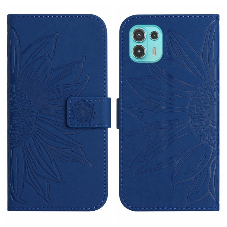 For Motorola Moto Edge 20 Lite Skin Feel Sun Flower Pattern Flip Leather Phone Case with Lanyard