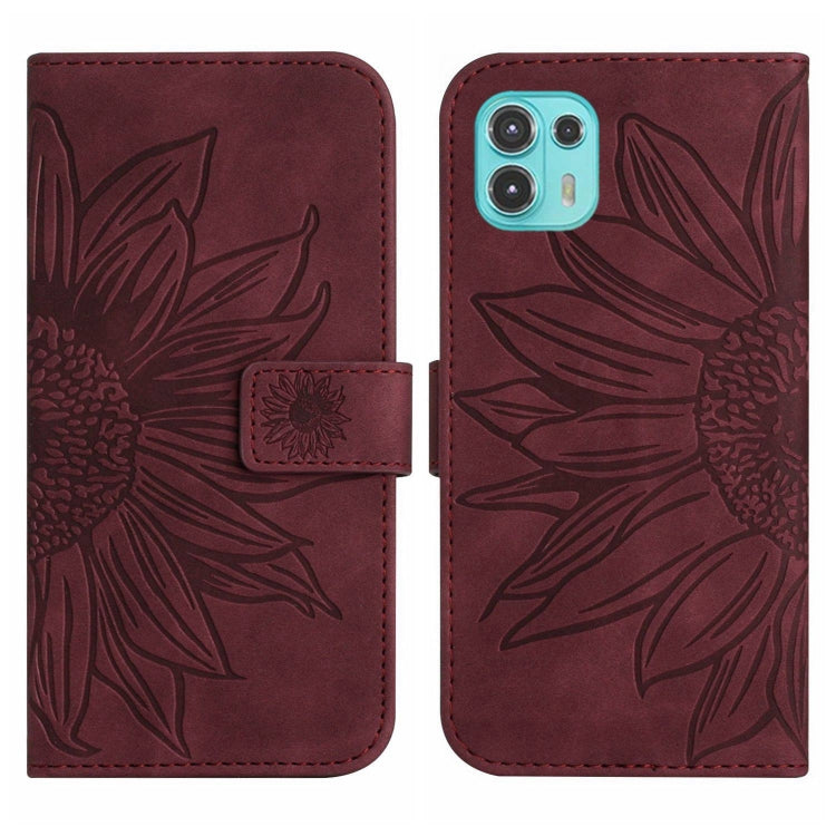 For Motorola Moto Edge 20 Lite Skin Feel Sun Flower Pattern Flip Leather Phone Case with Lanyard