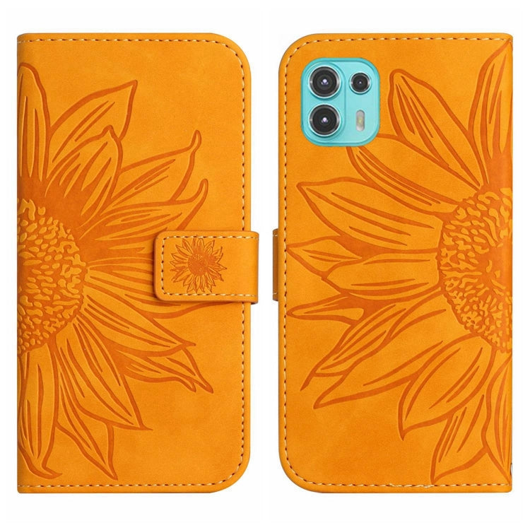 For Motorola Moto Edge 20 Lite Skin Feel Sun Flower Pattern Flip Leather Phone Case with Lanyard