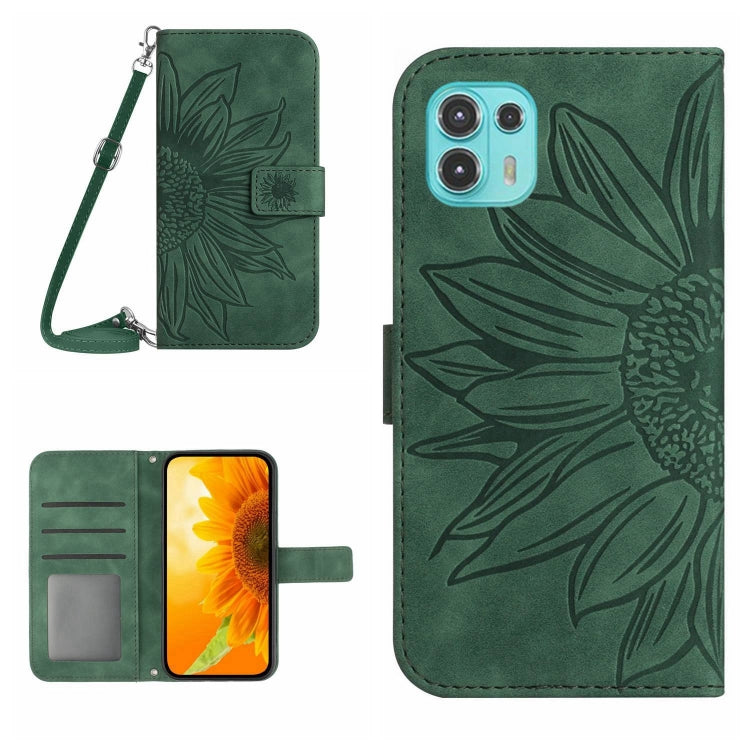 For Motorola Moto Edge 20 Lite Skin Feel Sun Flower Pattern Flip Leather Phone Case with Lanyard
