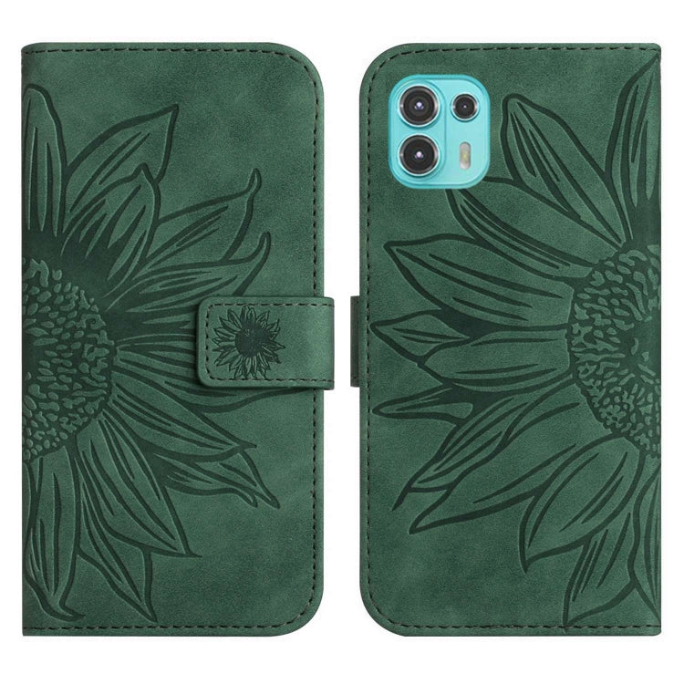For Motorola Moto Edge 20 Lite Skin Feel Sun Flower Pattern Flip Leather Phone Case with Lanyard