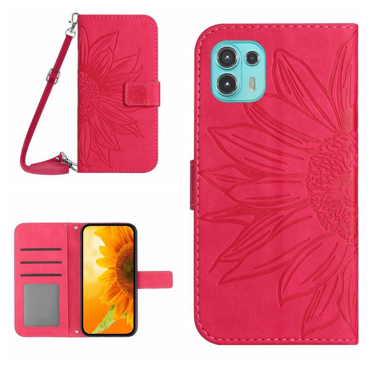 For Motorola Moto Edge 20 Lite Skin Feel Sun Flower Pattern Flip Leather Phone Case with Lanyard