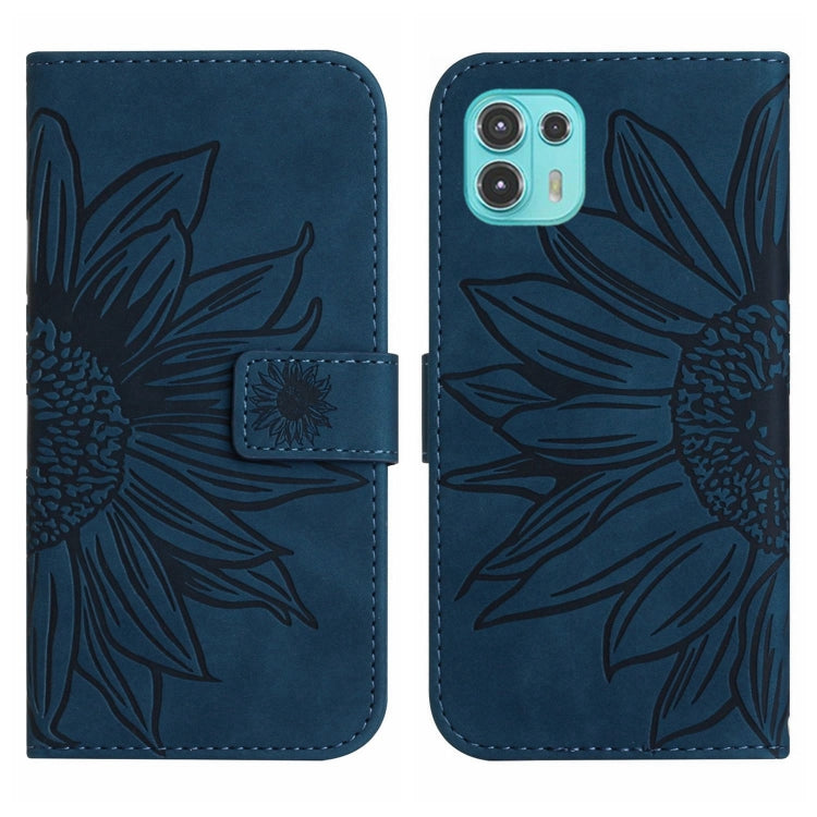 For Motorola Moto Edge 20 Lite Skin Feel Sun Flower Pattern Flip Leather Phone Case with Lanyard