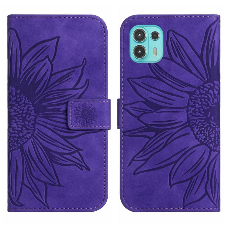 For Motorola Moto Edge 20 Lite Skin Feel Sun Flower Pattern Flip Leather Phone Case with Lanyard