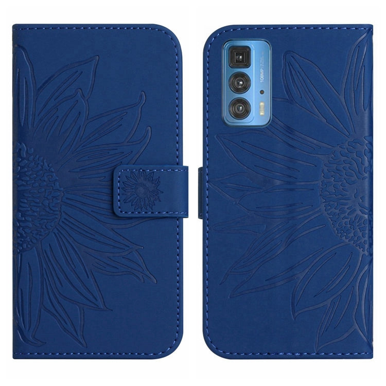 For Motorola Moto Edge 20 Pro Skin Feel Sun Flower Pattern Flip Leather Phone Case with Lanyard