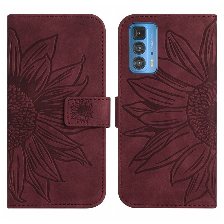 For Motorola Moto Edge 20 Pro Skin Feel Sun Flower Pattern Flip Leather Phone Case with Lanyard