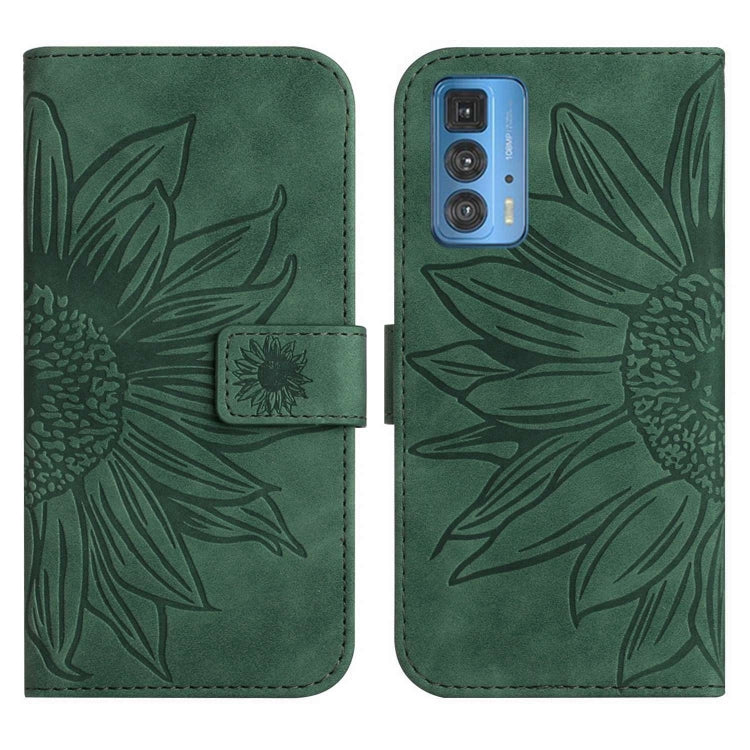 For Motorola Moto Edge 20 Pro Skin Feel Sun Flower Pattern Flip Leather Phone Case with Lanyard