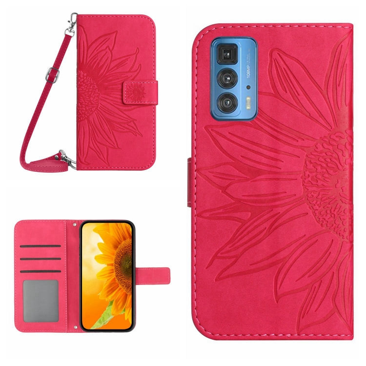 For Motorola Moto Edge 20 Pro Skin Feel Sun Flower Pattern Flip Leather Phone Case with Lanyard