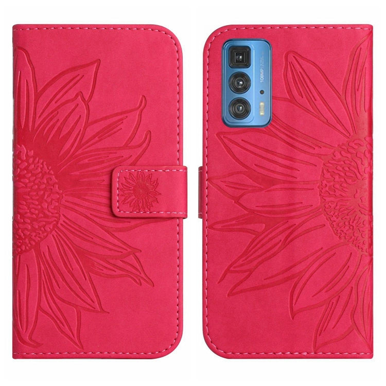 For Motorola Moto Edge 20 Pro Skin Feel Sun Flower Pattern Flip Leather Phone Case with Lanyard