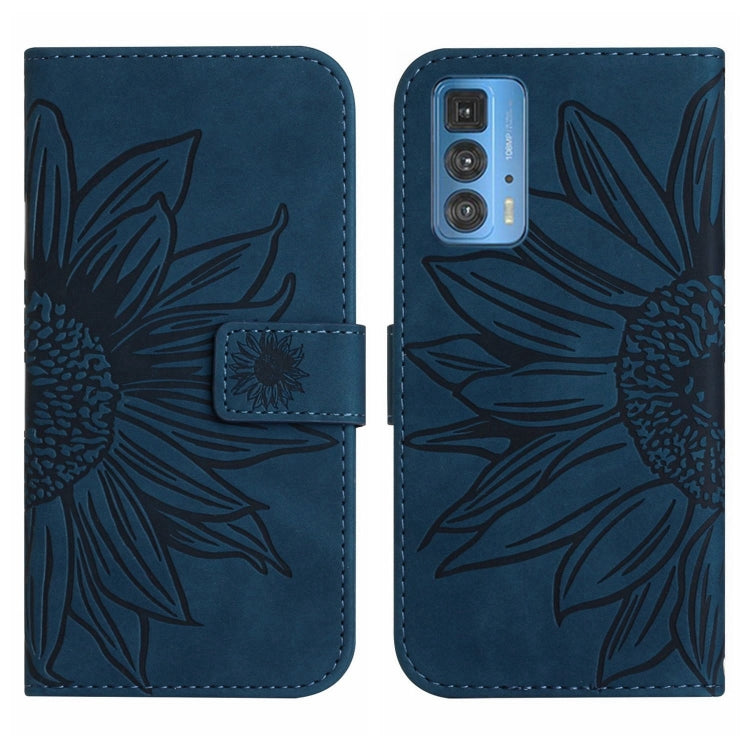 For Motorola Moto Edge 20 Pro Skin Feel Sun Flower Pattern Flip Leather Phone Case with Lanyard