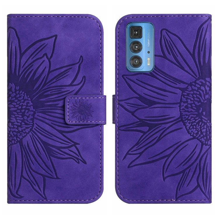 For Motorola Moto Edge 20 Pro Skin Feel Sun Flower Pattern Flip Leather Phone Case with Lanyard