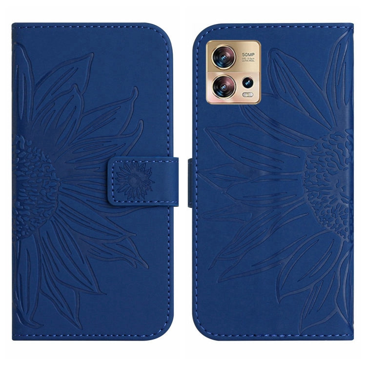 For Motorola Moto Edge 30 Fusion Skin Feel Sun Flower Pattern Flip Leather Phone Case with Lanyard
