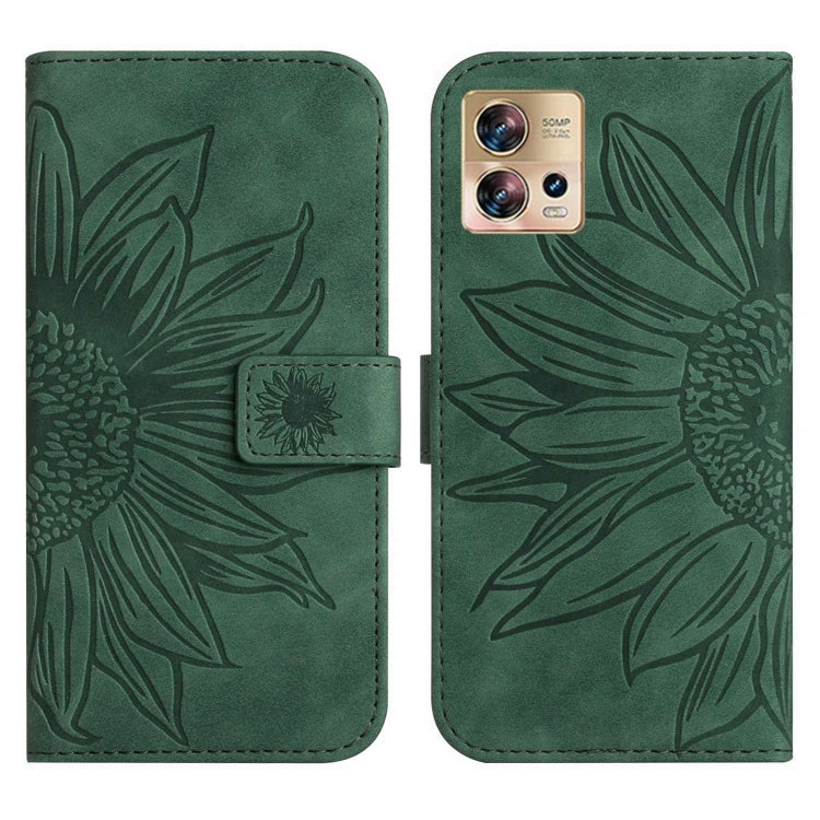 For Motorola Moto Edge 30 Fusion Skin Feel Sun Flower Pattern Flip Leather Phone Case with Lanyard