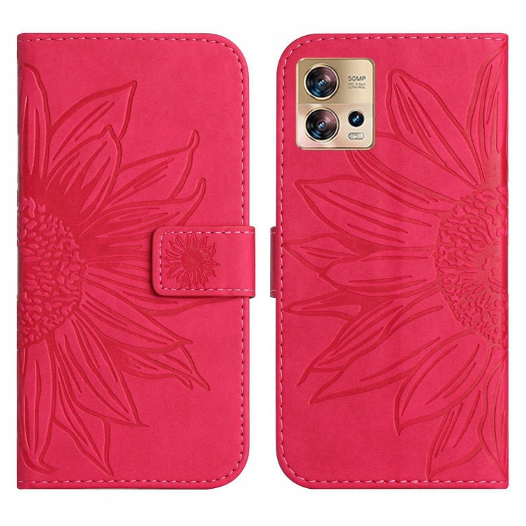 For Motorola Moto Edge 30 Fusion Skin Feel Sun Flower Pattern Flip Leather Phone Case with Lanyard