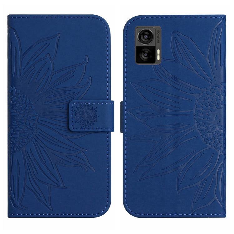 For Motorola Moto Edge 30 Neo Skin Feel Sun Flower Pattern Flip Leather Phone Case with Lanyard