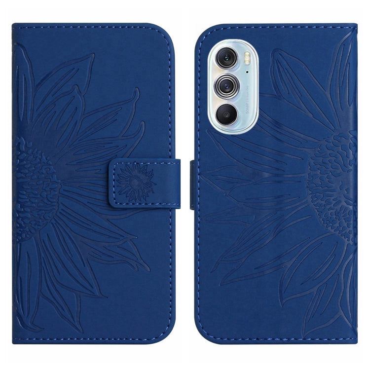 For Motorola Moto Edge 30 Pro Skin Feel Sun Flower Pattern Flip Leather Phone Case with Lanyard