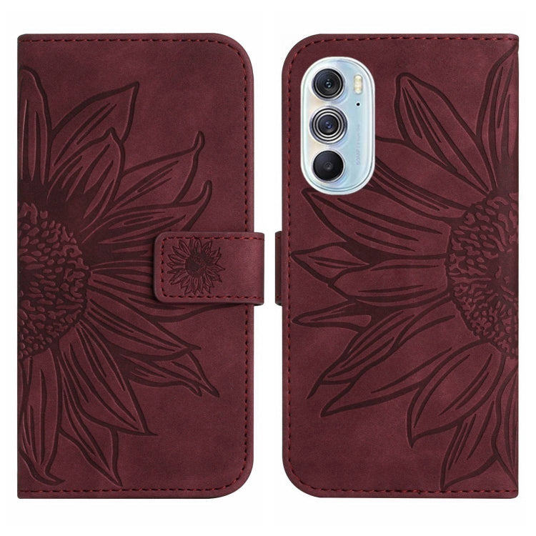 For Motorola Moto Edge 30 Pro Skin Feel Sun Flower Pattern Flip Leather Phone Case with Lanyard