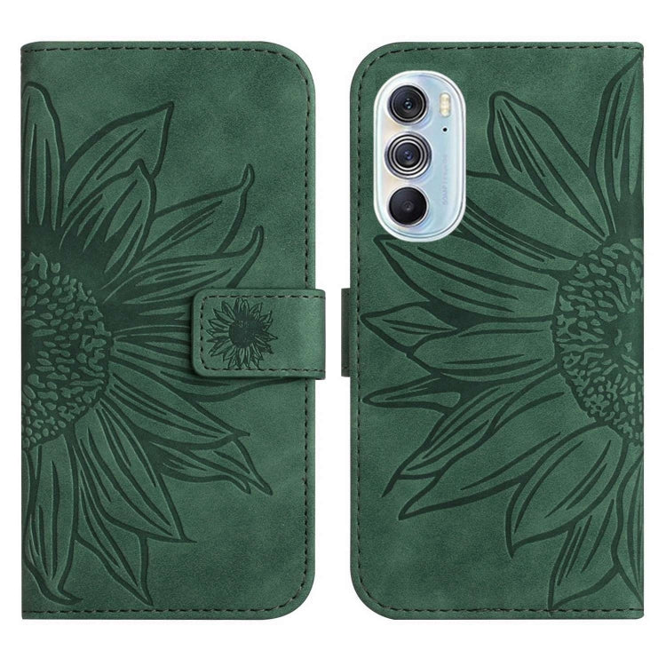 For Motorola Moto Edge 30 Pro Skin Feel Sun Flower Pattern Flip Leather Phone Case with Lanyard