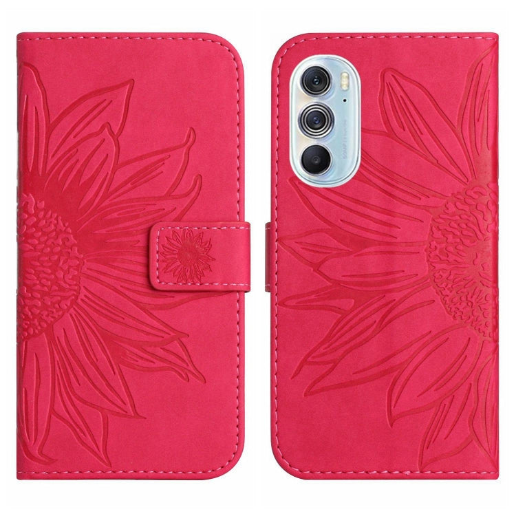 For Motorola Moto Edge 30 Pro Skin Feel Sun Flower Pattern Flip Leather Phone Case with Lanyard