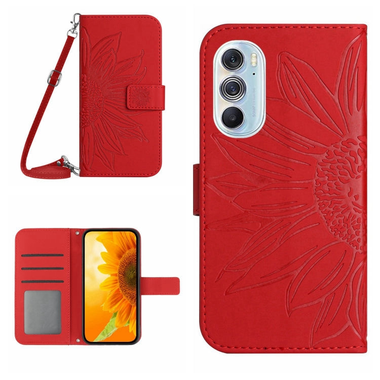 For Motorola Moto Edge 30 Ultra Skin Feel Sun Flower Pattern Flip Leather Phone Case with Lanyard