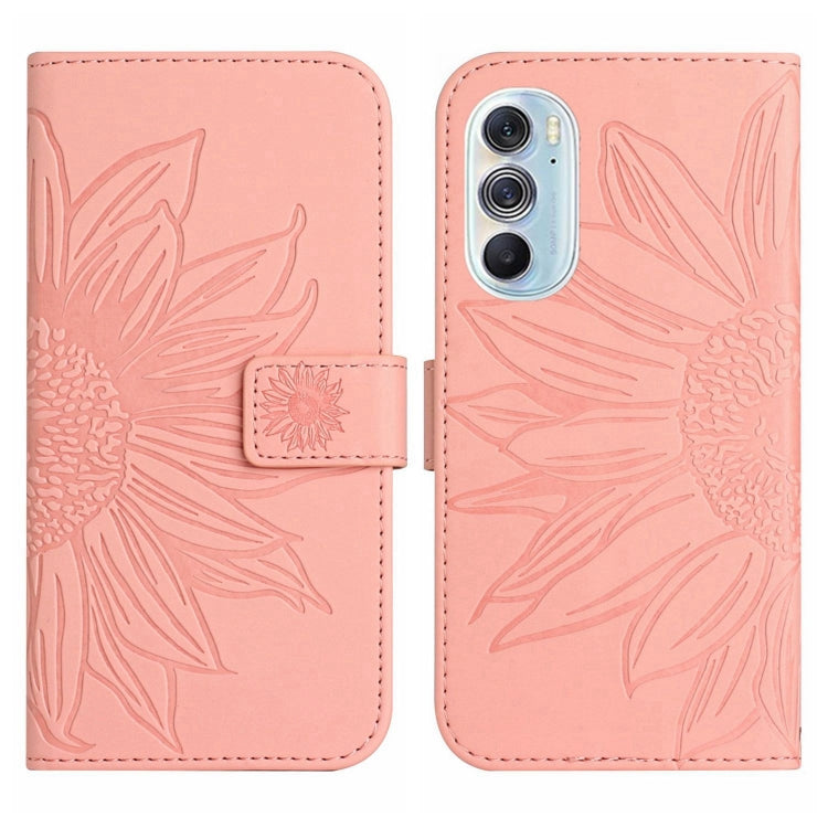 For Motorola Moto Edge 30 Ultra Skin Feel Sun Flower Pattern Flip Leather Phone Case with Lanyard