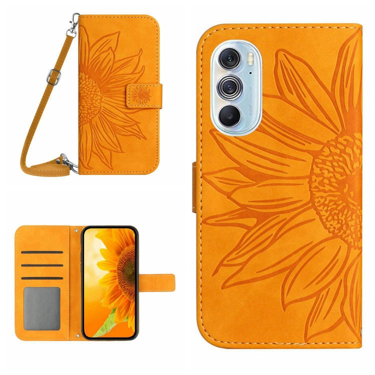 For Motorola Moto Edge 30 Ultra Skin Feel Sun Flower Pattern Flip Leather Phone Case with Lanyard