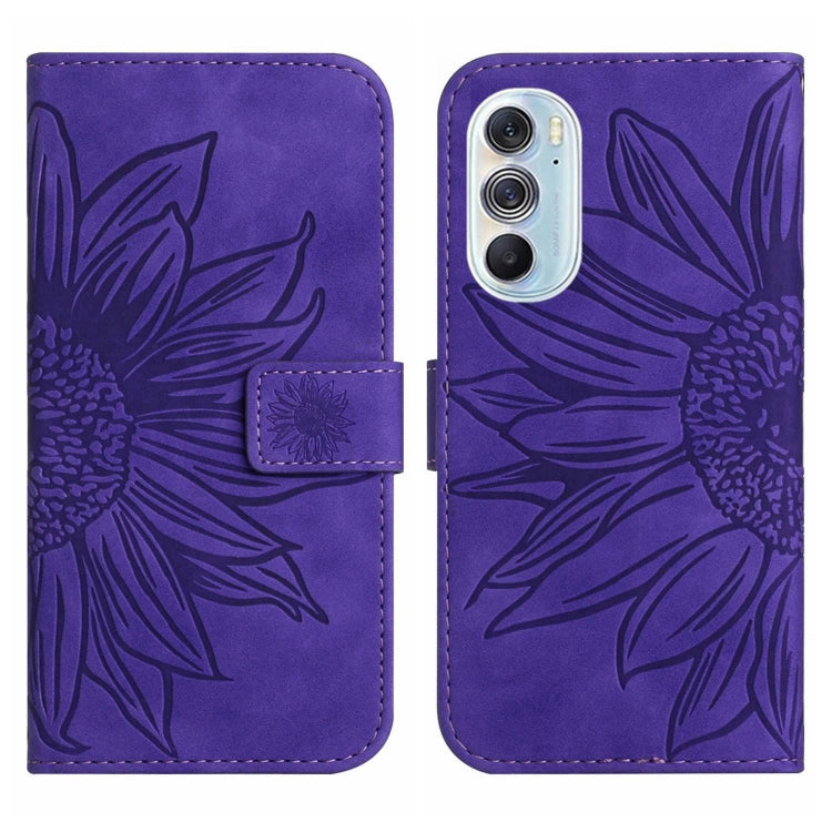 For Motorola Moto Edge 30 Ultra Skin Feel Sun Flower Pattern Flip Leather Phone Case with Lanyard