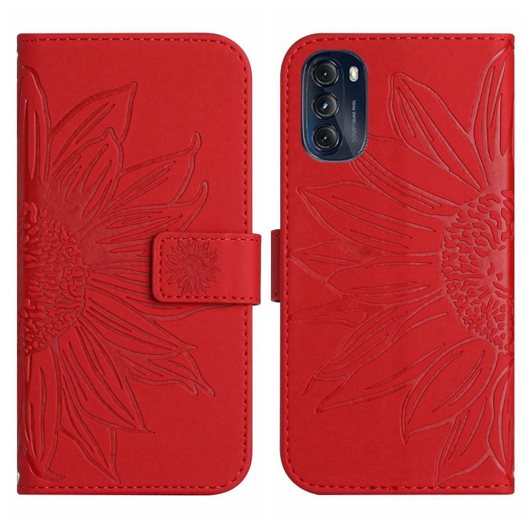 For Motorola Moto G 5G 2022 Skin Feel Sun Flower Pattern Flip Leather Phone Case with Lanyard