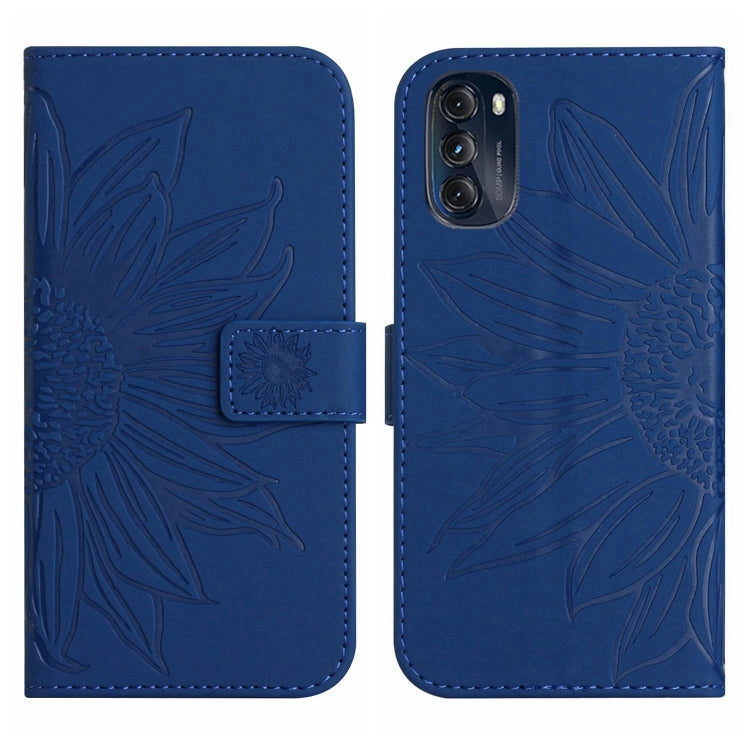 For Motorola Moto G 5G 2022 Skin Feel Sun Flower Pattern Flip Leather Phone Case with Lanyard