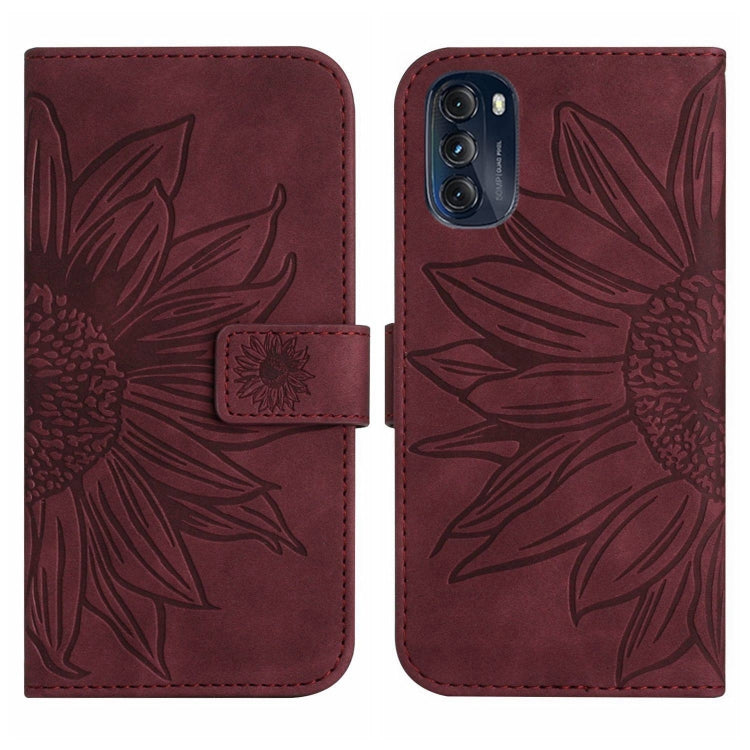 For Motorola Moto G 5G 2022 Skin Feel Sun Flower Pattern Flip Leather Phone Case with Lanyard