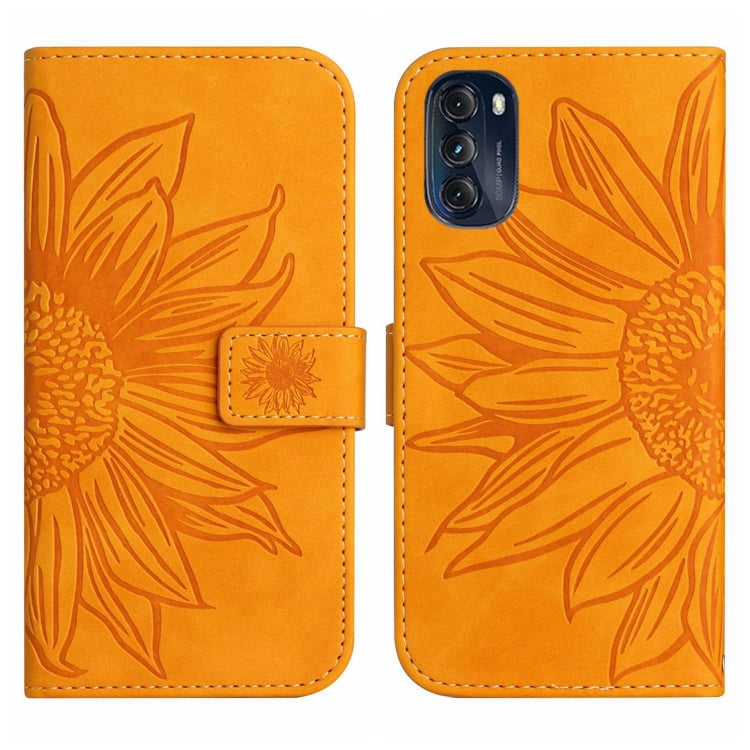For Motorola Moto G 5G 2022 Skin Feel Sun Flower Pattern Flip Leather Phone Case with Lanyard