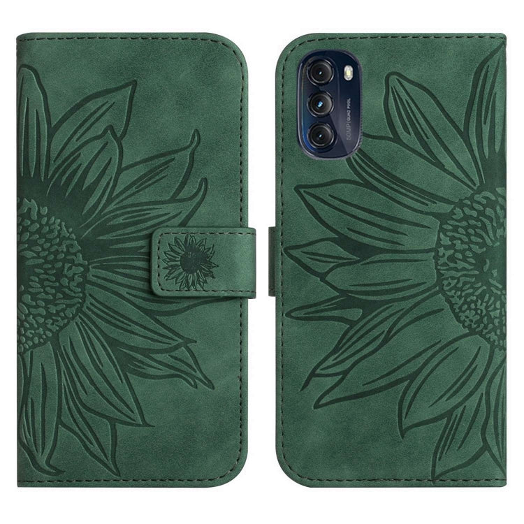 For Motorola Moto G 5G 2022 Skin Feel Sun Flower Pattern Flip Leather Phone Case with Lanyard