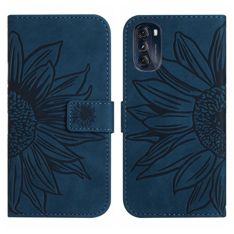 For Motorola Moto G 5G 2022 Skin Feel Sun Flower Pattern Flip Leather Phone Case with Lanyard