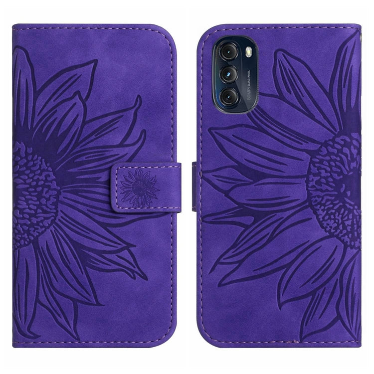 For Motorola Moto G 5G 2022 Skin Feel Sun Flower Pattern Flip Leather Phone Case with Lanyard