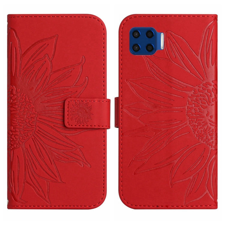 For Motorola Moto G 5G Plus Skin Feel Sun Flower Pattern Flip Leather Phone Case with Lanyard