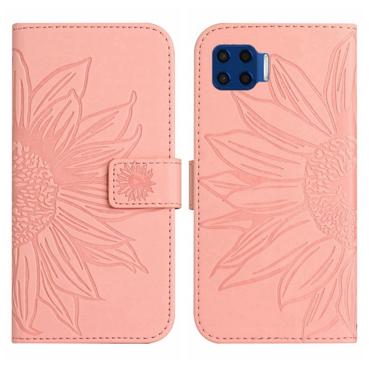 For Motorola Moto G 5G Plus Skin Feel Sun Flower Pattern Flip Leather Phone Case with Lanyard